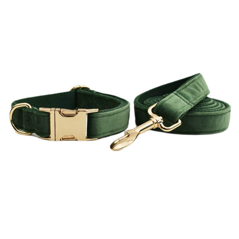Velvet Dog Collar and Leash Set-0