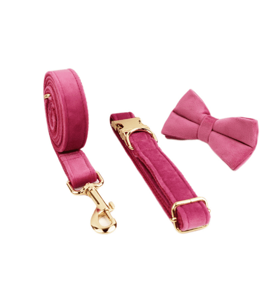Velvet Dog Collar and Leash Set-5